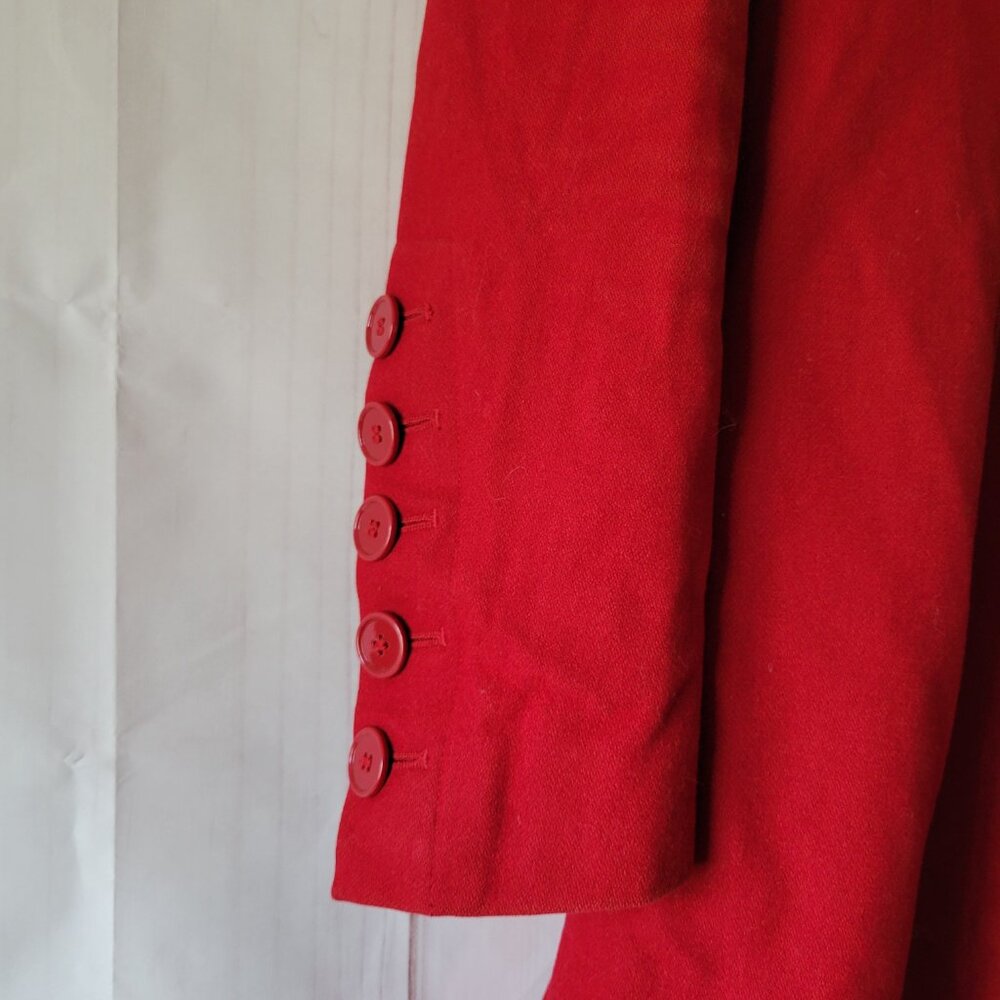Express Pea Coat w/Leopard Interior, Wool Blend, Button Front, Women’s S, Red - Picture 3 of 9